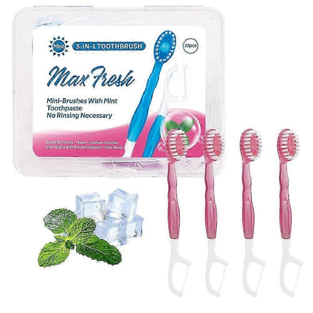 5 in 1 Toothbrush & Floss, Mini Toothbrushes 5 in 1 Tool, 5-in-1 Toothbrush & Floss & Tongue Scraper