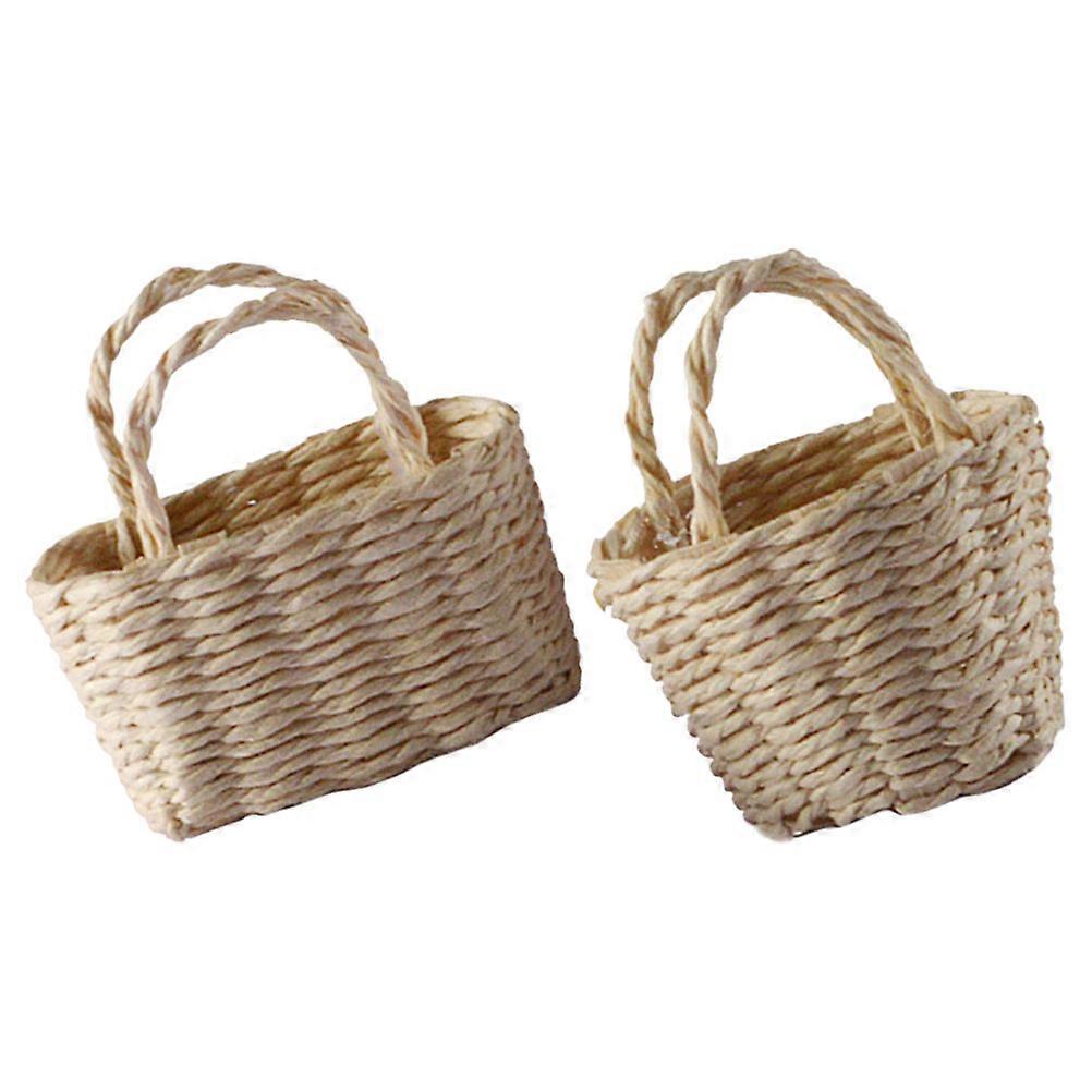 Bamboo Miniature Baskets Round Shape DIY Enthusiasts Easter Party 2Pcs