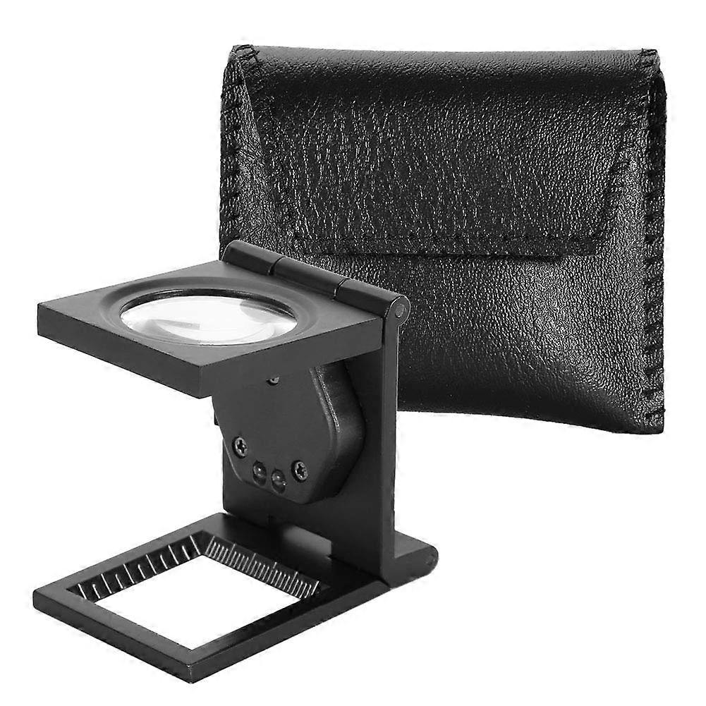 30x Optical Objective with 2 LED Lights, Zinc Alloy Folding Pocket Magnifier