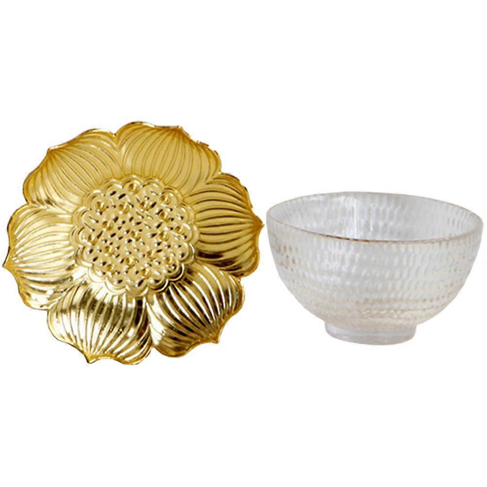 Modern Tea Cup Set with Metal Tray for Storage Use 1Set Simple Style Glass Cup