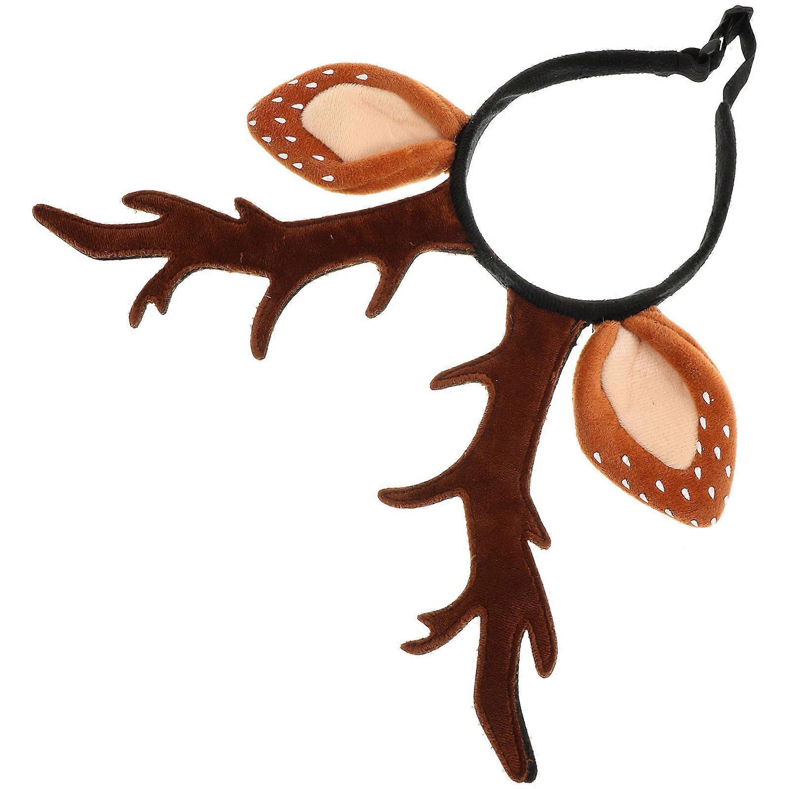 Cat Antler Headband Festive Style Pet Costume Christmas Party Outdoors L Plush 1Set