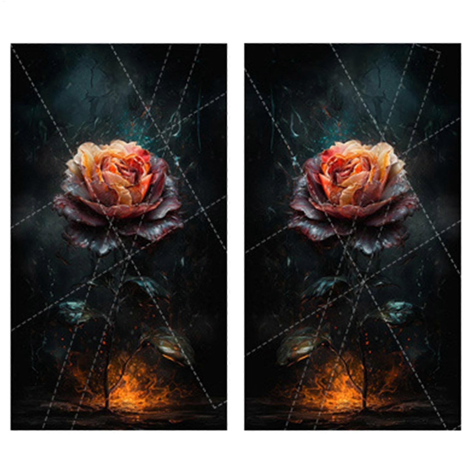 B-Pillar Car Stickers Set of 2, Rose Design Car Protector Decals, Stylish Personalization Accessories for Vehicles