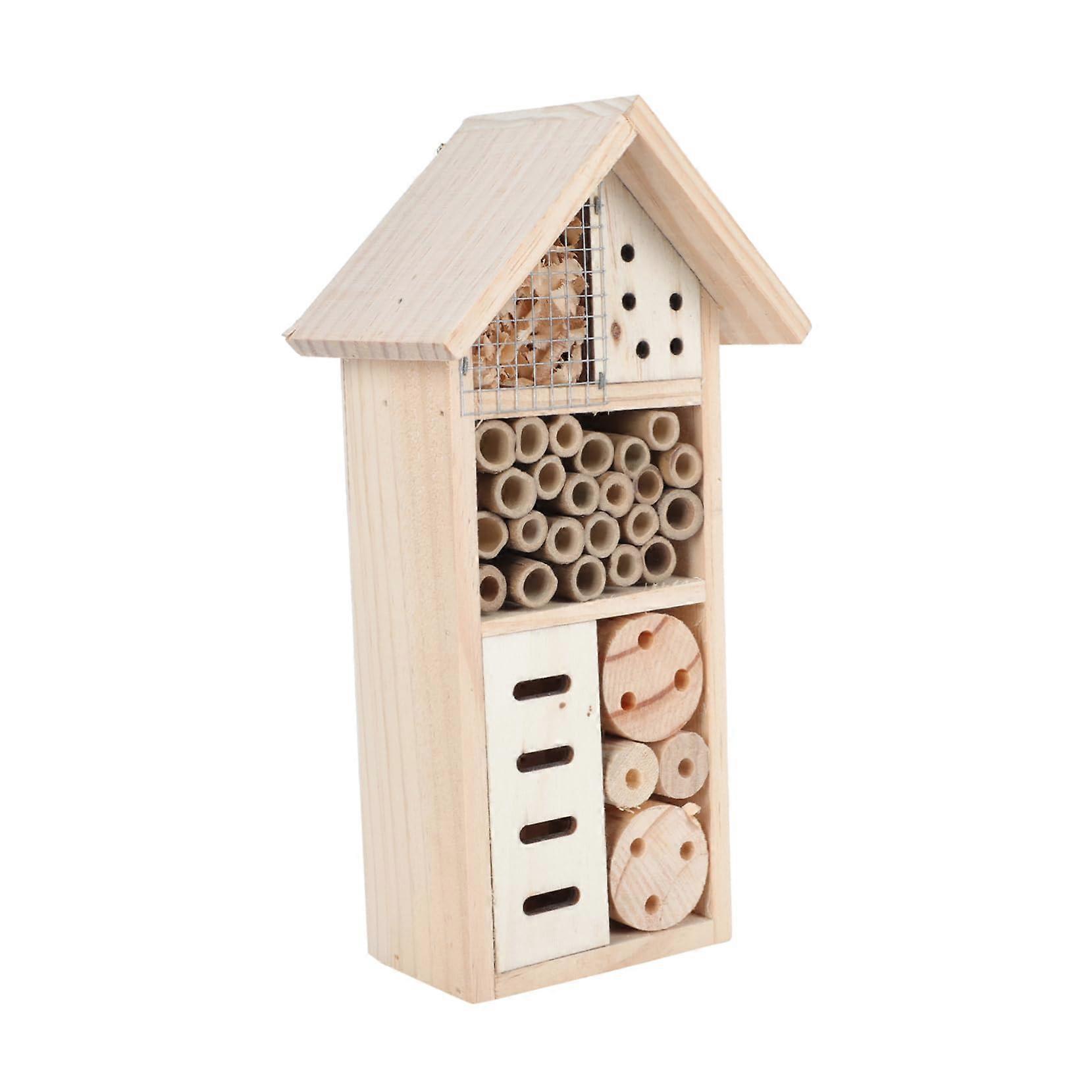 Insect house made of wood hanging wooden house bee house with protective roof breeding site for beneficial ects garden decoration ecological