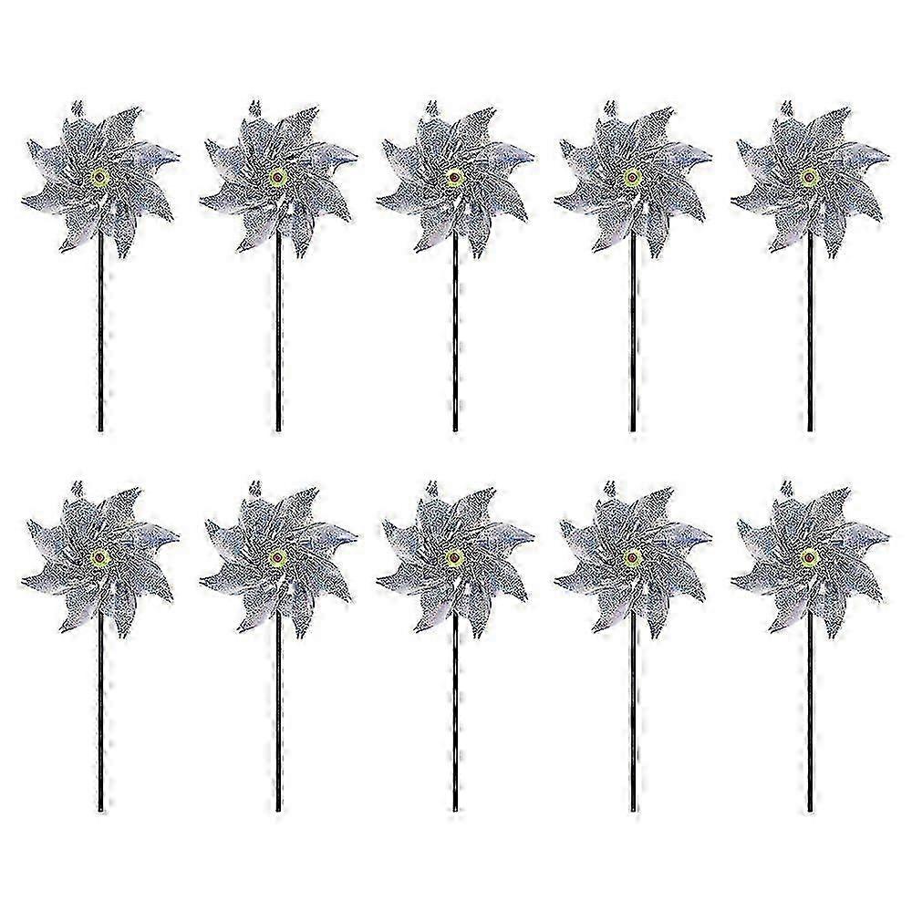 10 Pieces Reflective Windmill Bird Repellent - Outdoor Garden Windmill for Effective Bird Deterrent & Decoration