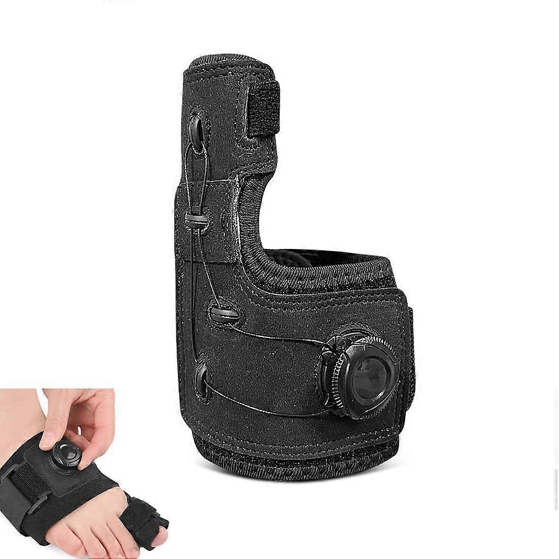 Hallux Valgus Correction Adjustable Button Bandage Splint For Right Foot Black