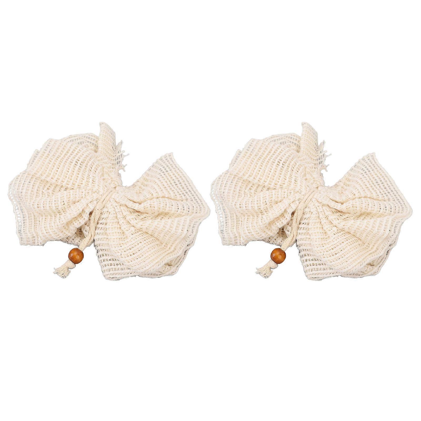 2pcs Ramie Bath Shower Pouf Exfoliating Mesh Soft Body Wash Scrubber Scrunchies for Home Travel Use