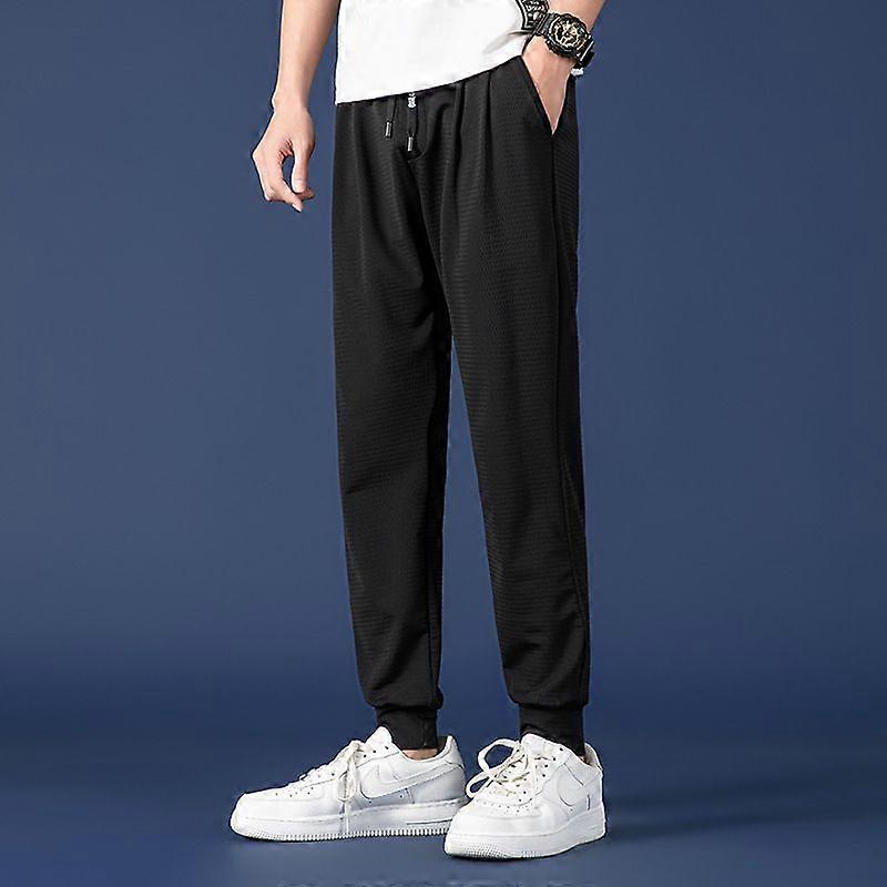 Mesh Ice Silk Pants Are Loose-Fitting, Large-Sized, Tight-Fitting, Lightweight, Breathable, 9-Point Casual Pants For Men In Spring And Summer