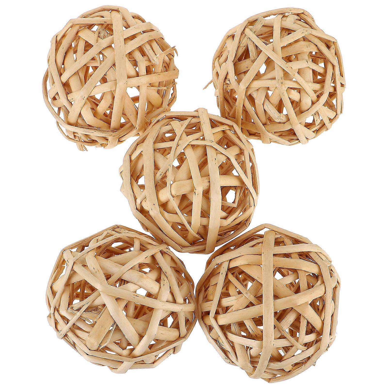 Plastic Rattan Balls for Decor Khaki Color Great for Party Layout and Scene Decoration 5 Pieces
