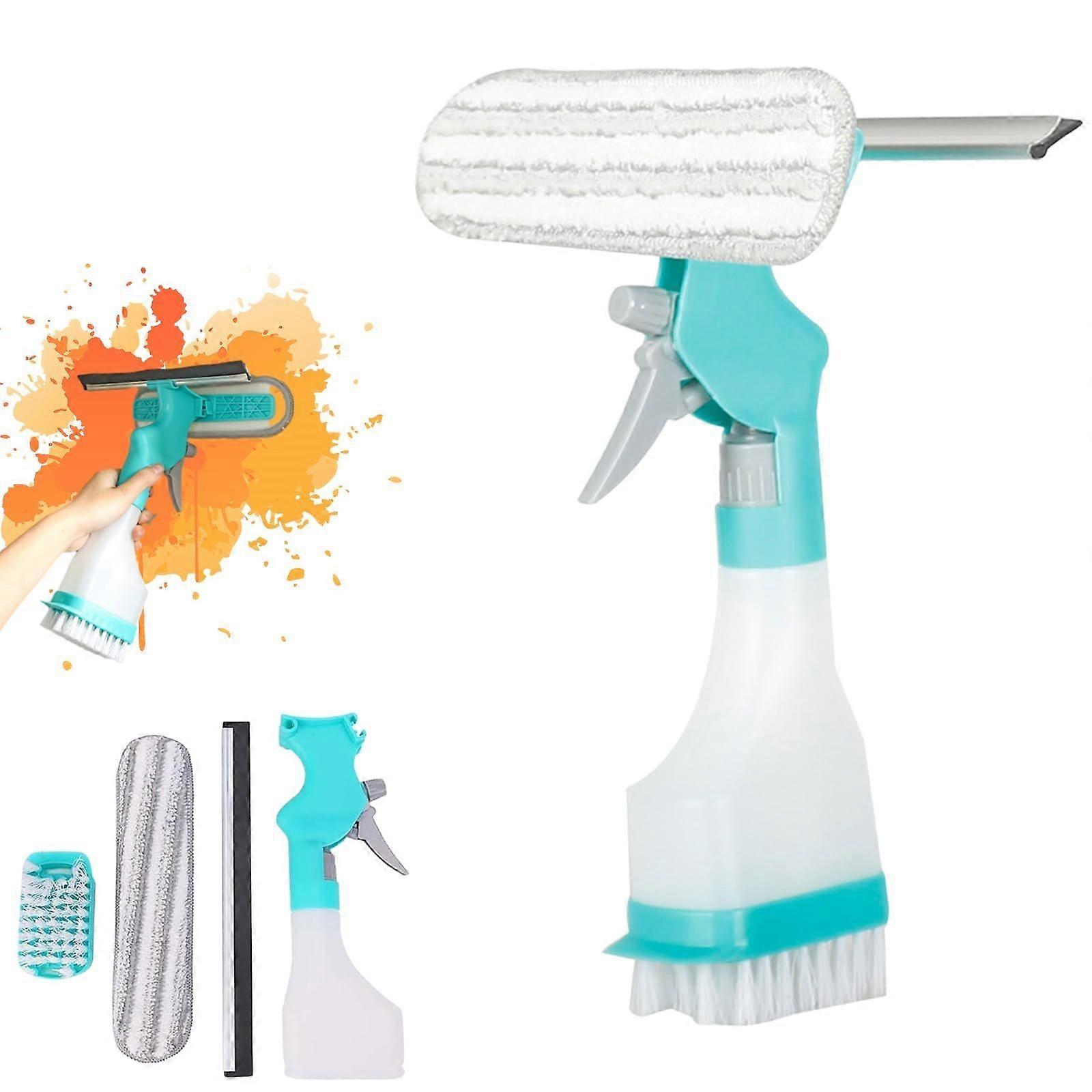 Nettoyant pour vitres 4 en 1, grattoir, spray, raclette et laveuse en microfibre, outil de nettoyage de vitres pour fenêtres intérieures et extérieures, portes de douche