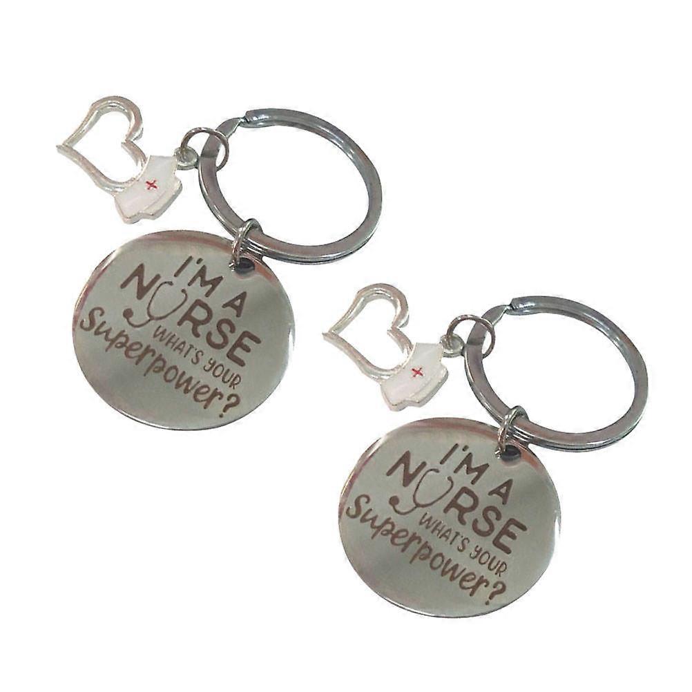 Keychain Ornament Letter Printing Heart Pendant For Gift Keychains Multi 2Pcs