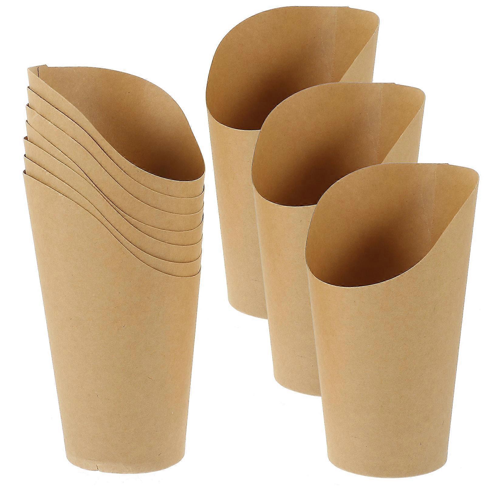 Brown Kraft Paper French Fry Cups for Storage Use Tall to Hold Snacks 100pcs