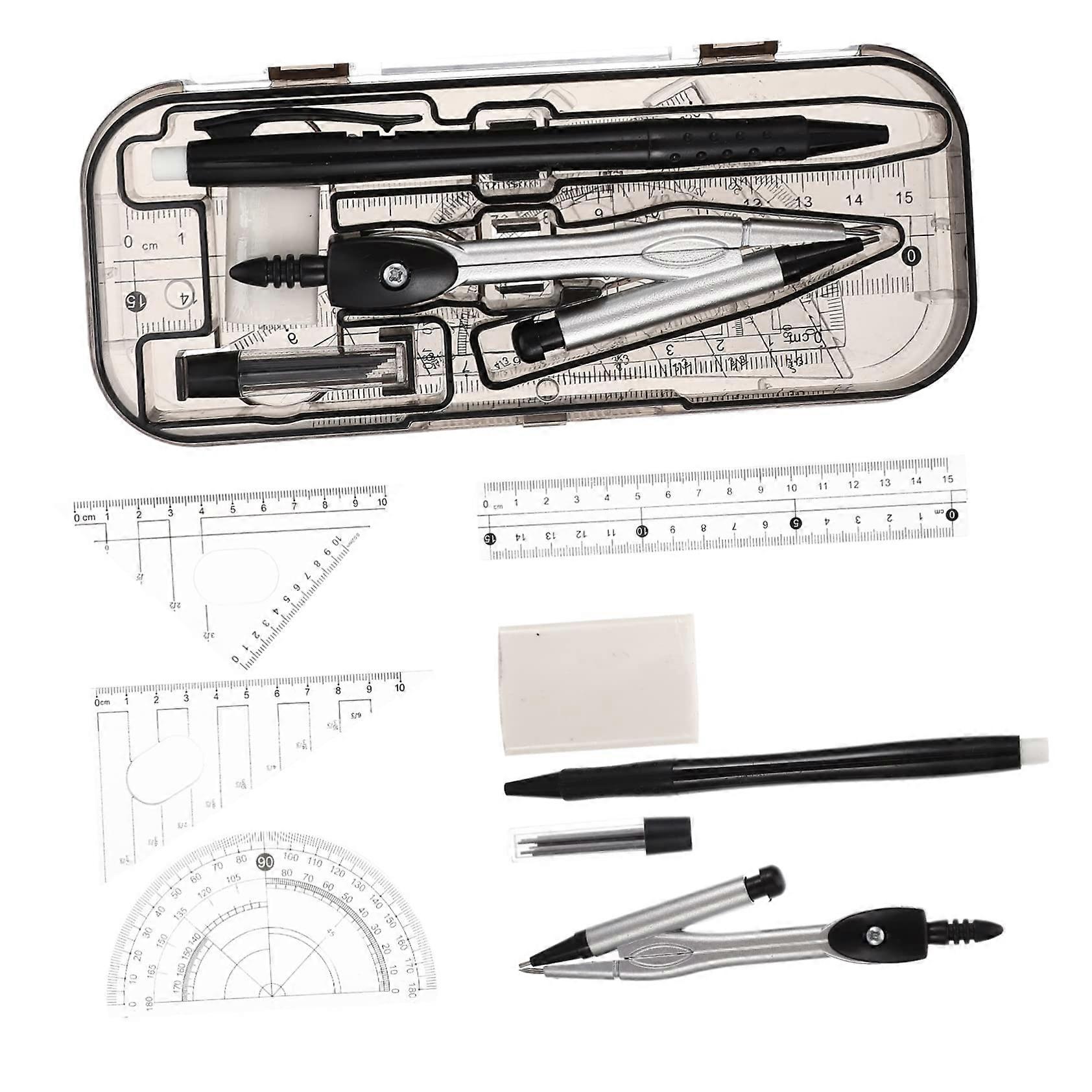 Precision Measuring Set Compass Ruler Drawing Tool for Students Artists Teachers Black 16.7X6.8X2.7CM