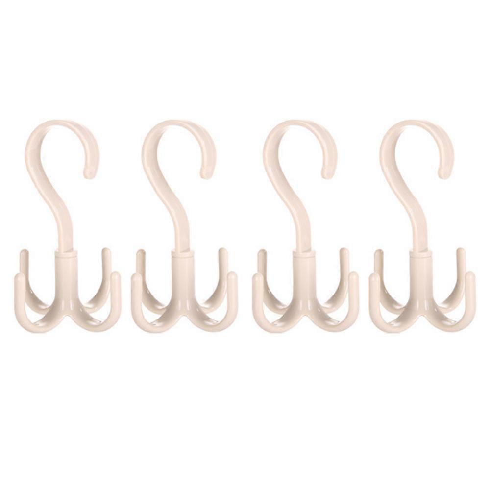 Beige Rotatable Hooks for Home Storage ABS Material 4 Small Hangers Multifunctional Useful 360° Rotation