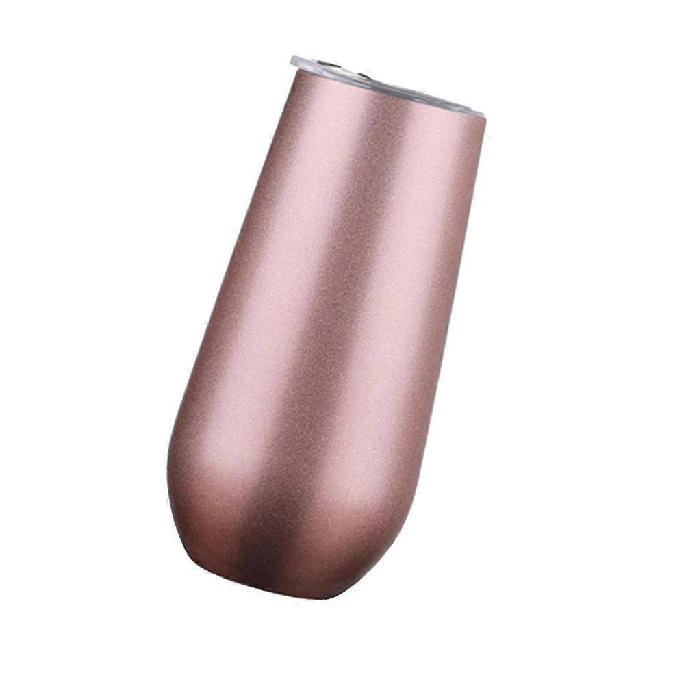 Sweat Free Egg Shapped Tumbler Insulated Vacuum Cup for Boating Hiking Dinner Parties Picnics Rose Gold 10x10x11.7cm 6oz Rustproof 1Pcs