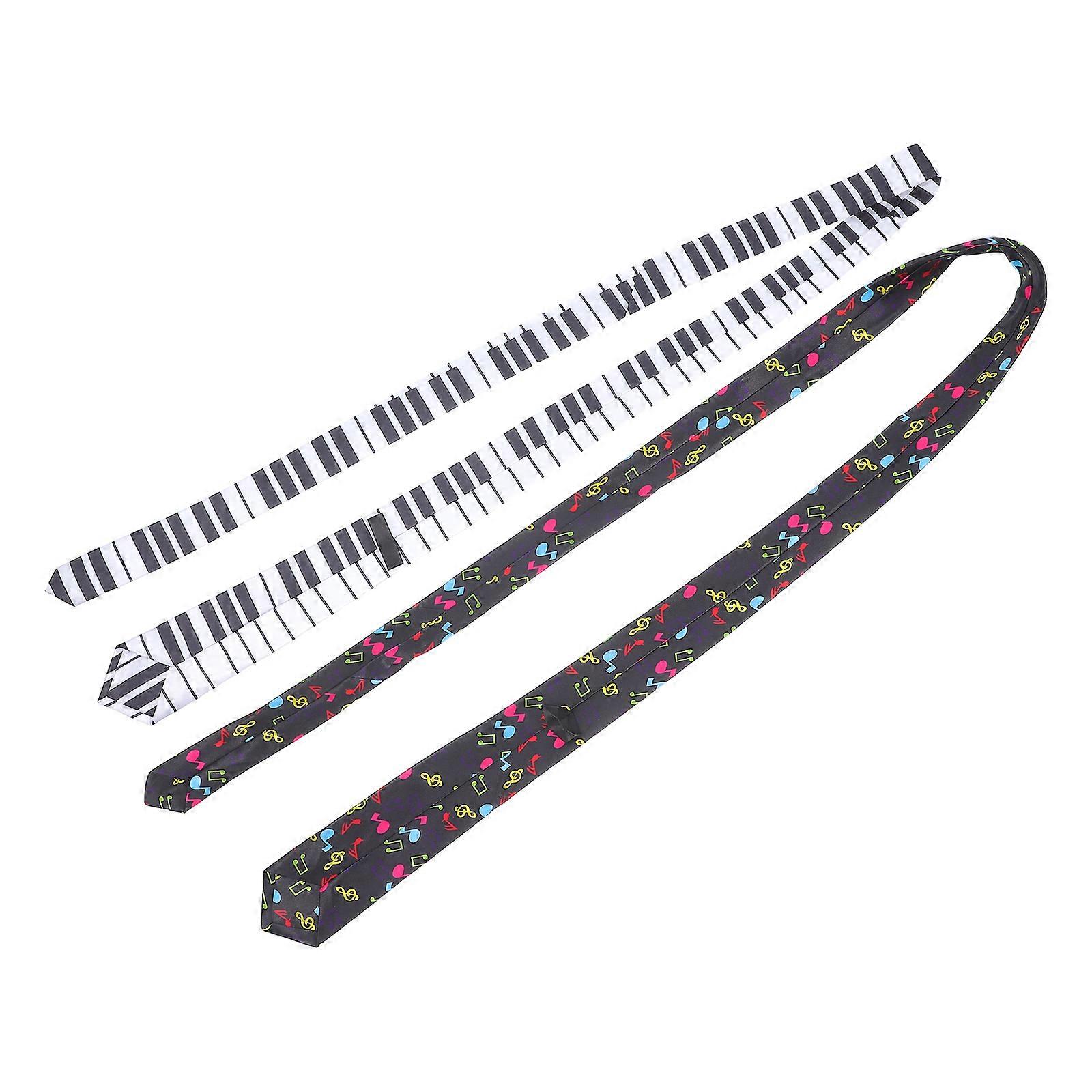 Musical Notes Neck Tie 2Pcs Assorted Color Polyester Silk for Party Decoration and Versatile Styling