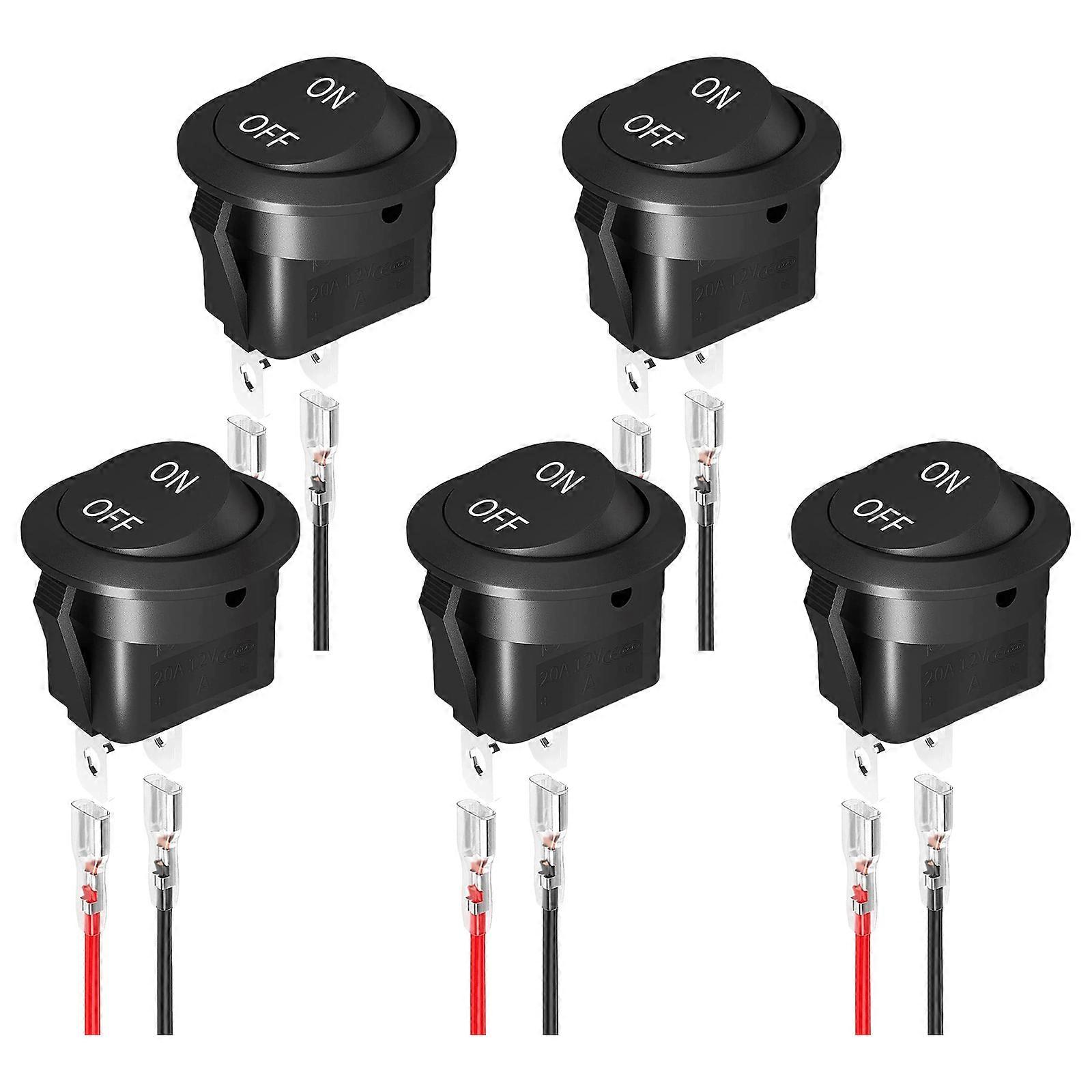 5pcs Multifunction  Round Rocker Switches Two Position Rocker Switches Electronic Device Switches for Communication Equipment Multicolor