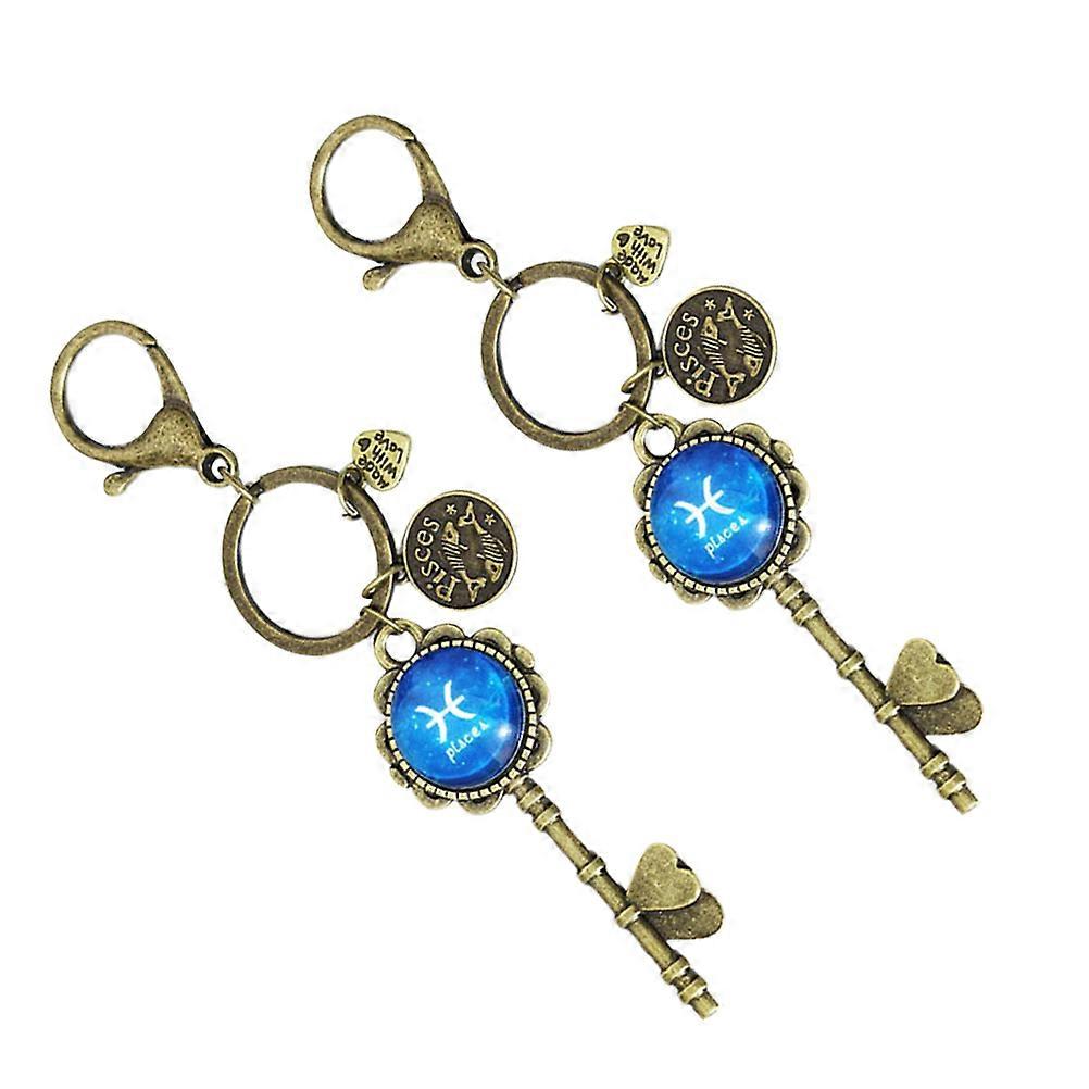 Keyring Key Holder Keychain Assorted Color Bag Hanging Keychains Copper Alloy Glow In Dark 2Pcs