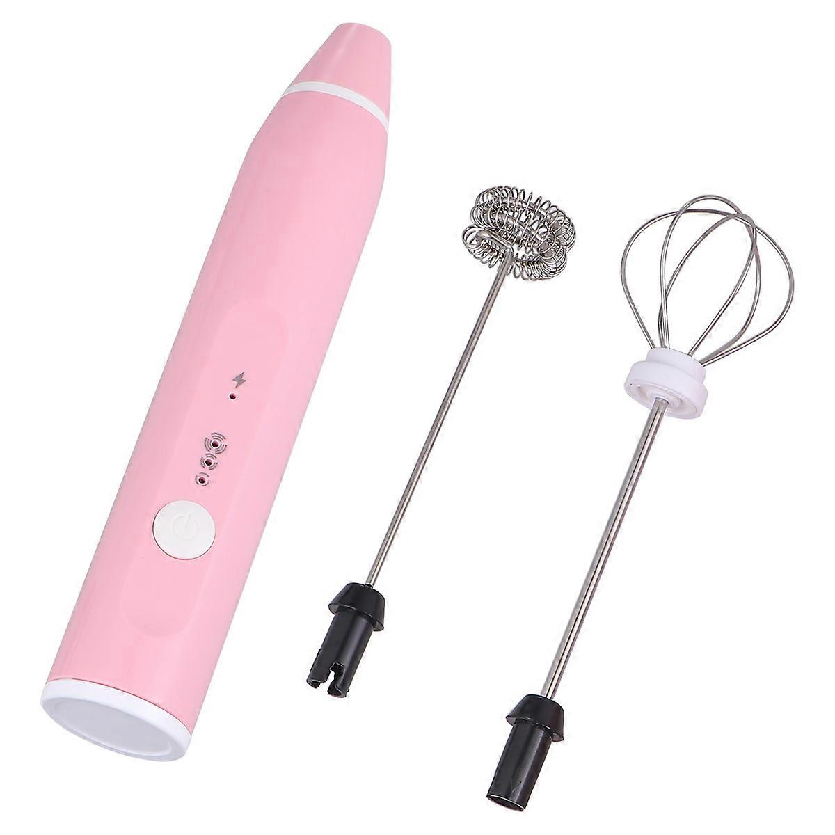 Rechargeable USB Egg Whisk & Milk Frother – Handheld Stirrer with Speed Settings for Lattes, Cappuccinos & Eggs, Pink