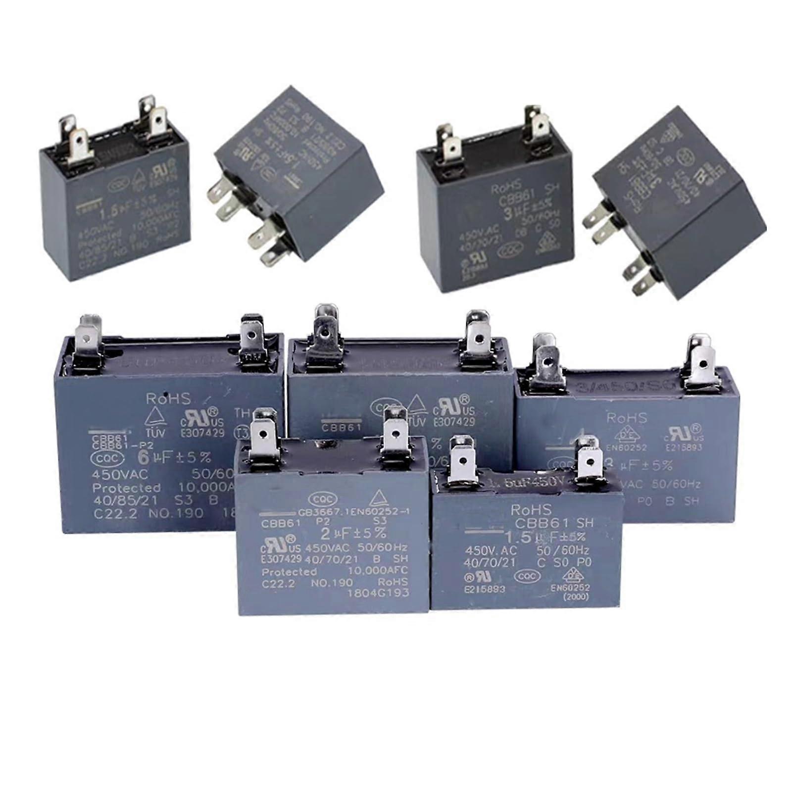 CBB61 series 450V 1UF/2/3/5/8/10/12UF 4pin exhaust fan, automotive fan, air conditioning, starting capacitor, capacitance meter (1.2UF)