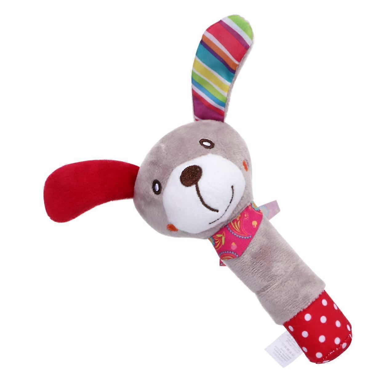 bb-Stick Plush Toy for Toddlers, Soft Plush Rattles Sound Toy, Hand Grip Baby Toy, Dog Design, Educational Development Tool