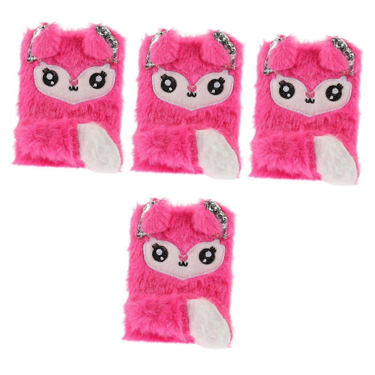 Plush Notebook with Soft Cover, Creative Stationery for Girls, Pink Fox Design