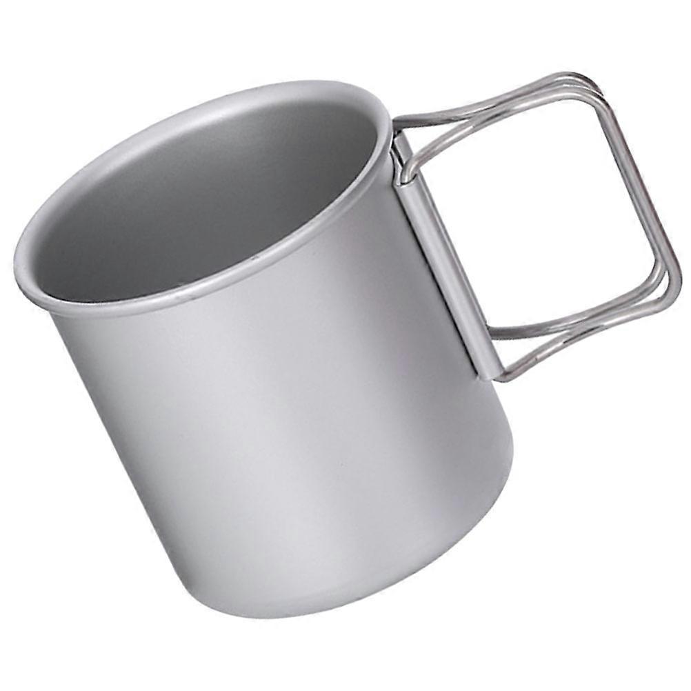 Durable Aluminum Alloy Camping Coffee Mug with Folding Handle for Outdoor Storage Silver 12oz
