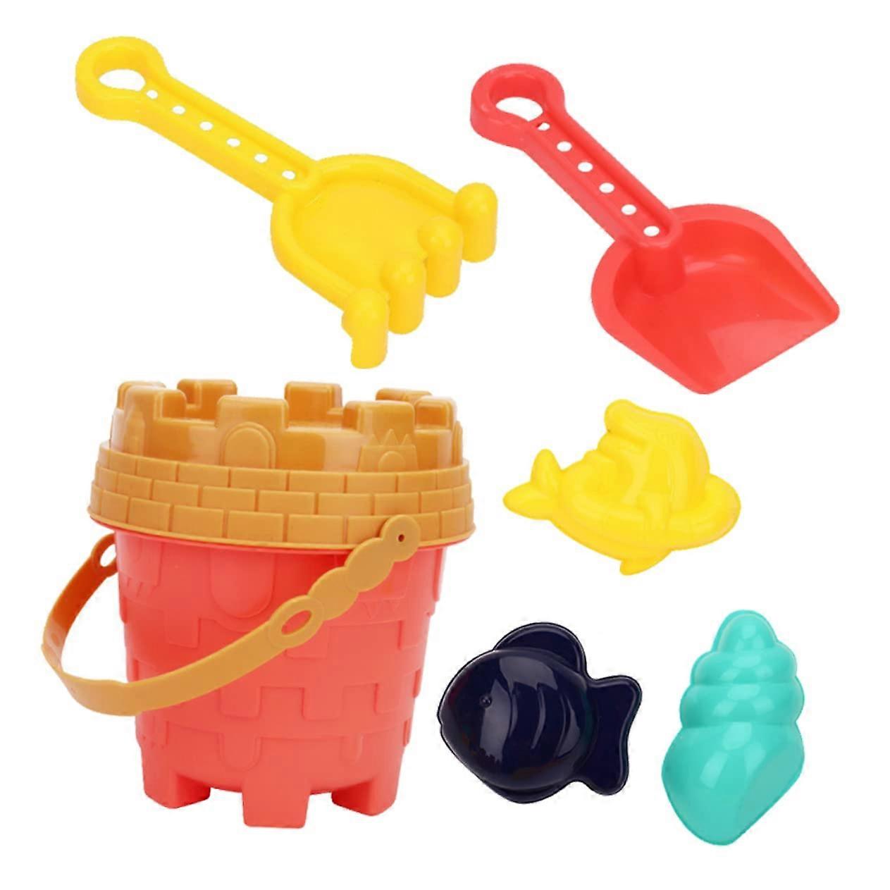 1 Set Summer Beach Toys for Kids, Sand Bucket and Molds, Colorful for Beach, Garden, and Pool, SkinFriendly Material.