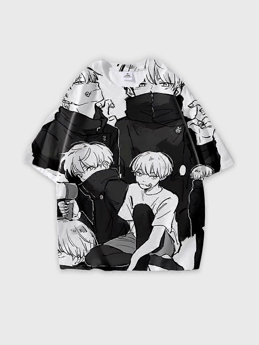 T-shirt round neck Character Pattern loose short sleeve P598