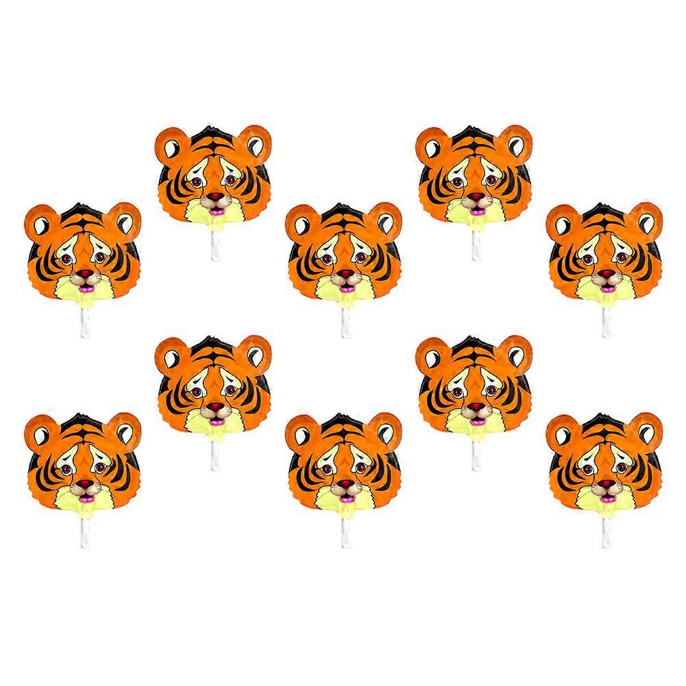 10pcs Tiger Head Animal Pattern Balloons for Birthday Party Decorations Jungle Theme Festive Atmosphere Versatile Party Supplies