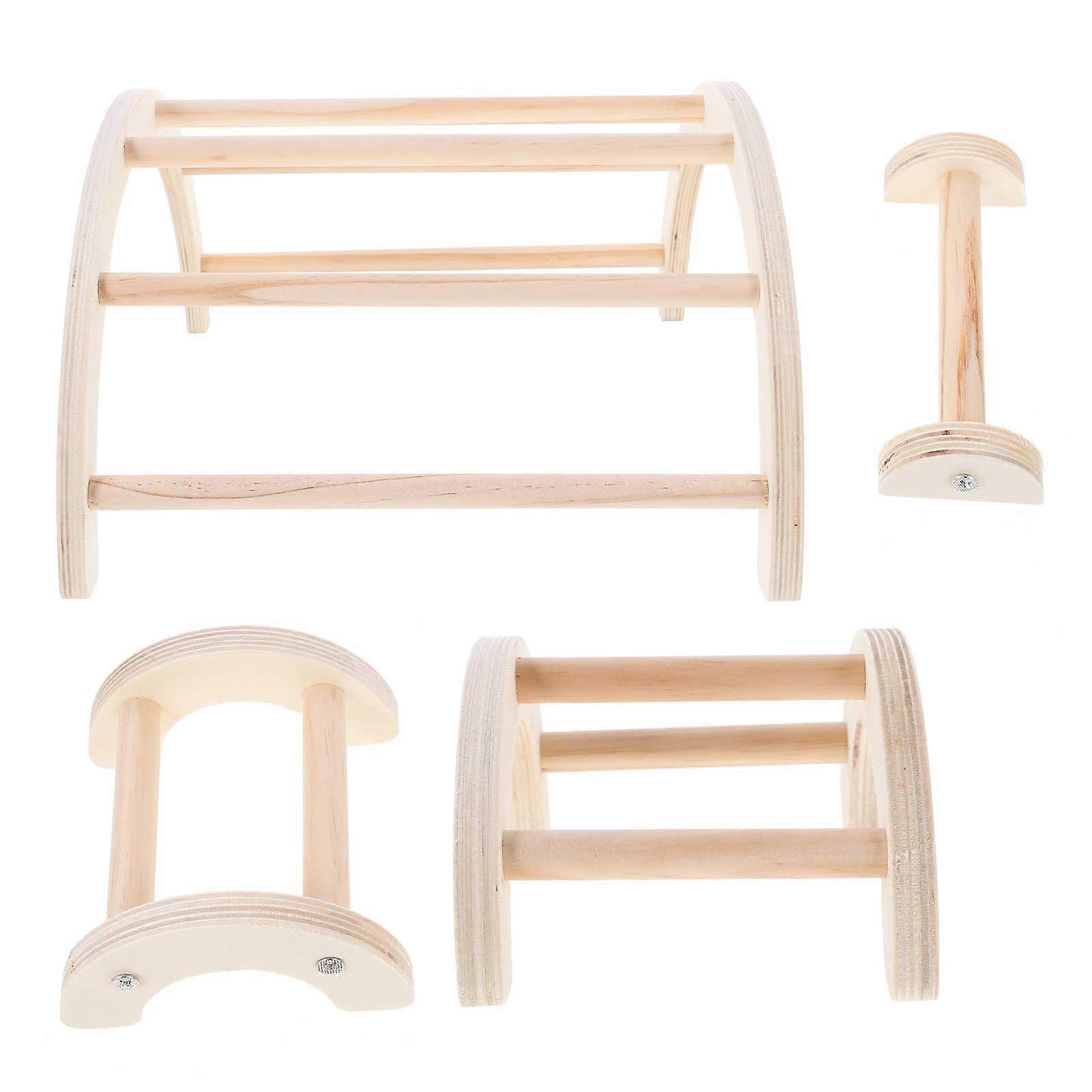 Wooden Parrot Perch Stand for Training Small Birds Beige 4 Piece Set Safe and Durable