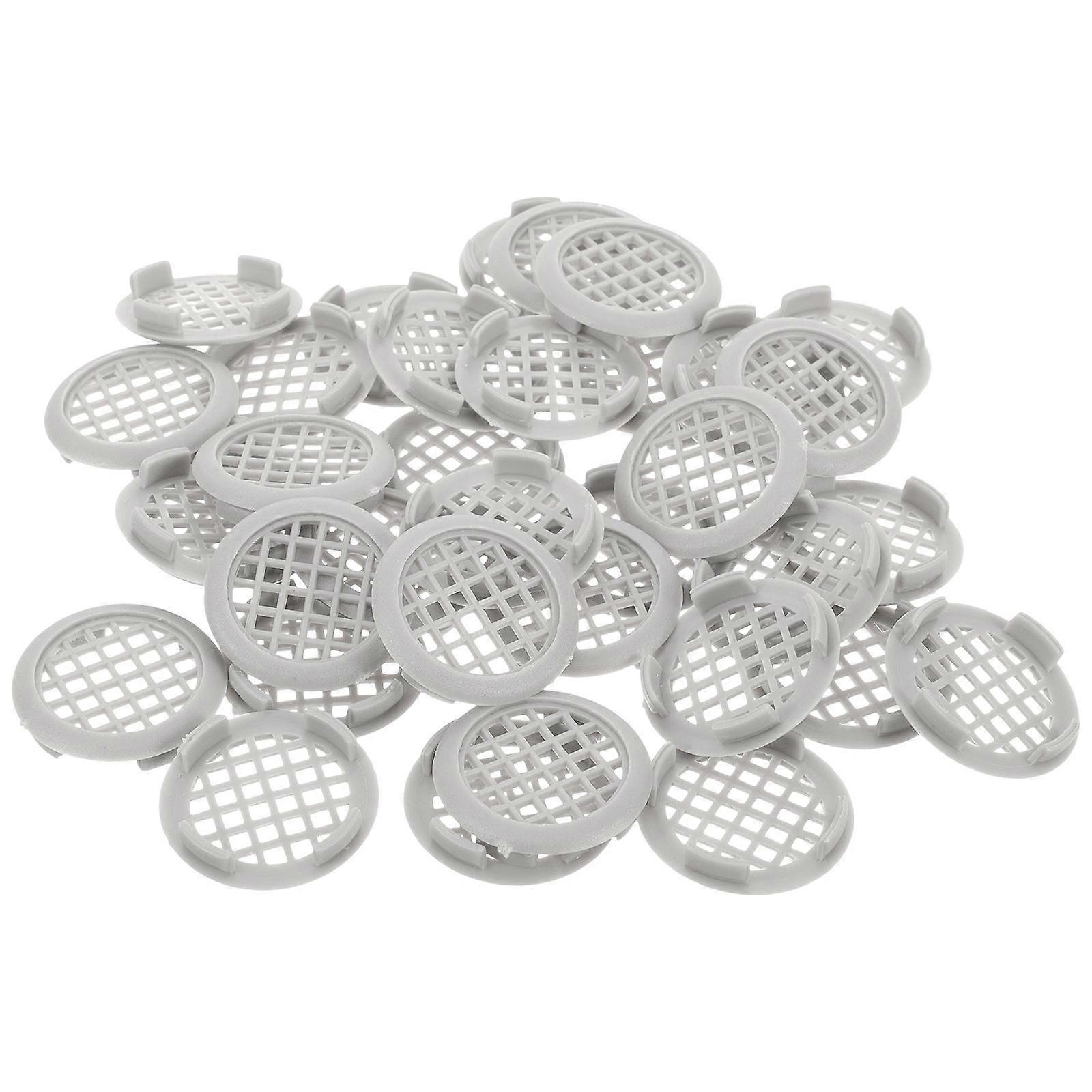 Round Vent Cover Cabinet Accessory For Bathroom And Kitchen Cabinets In Light Grey Color Designed For Air Circulation 50Pcs