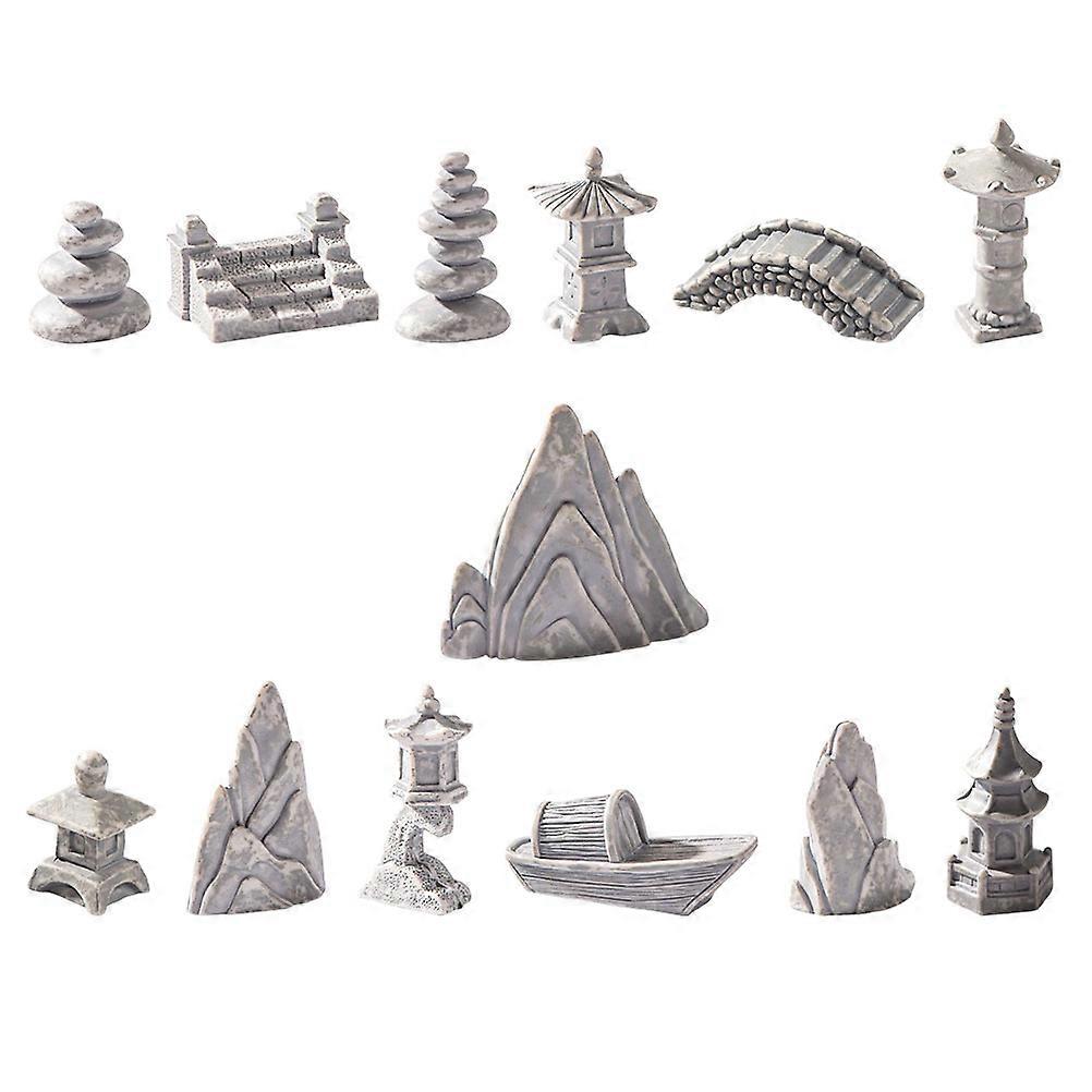 13PCS Micro Landscape Rockery Ornaments, Vibrant Resin Mountain Figurines for Miniature Gardens, Bonsai & Fish Tanks – Versatile Garden Decor