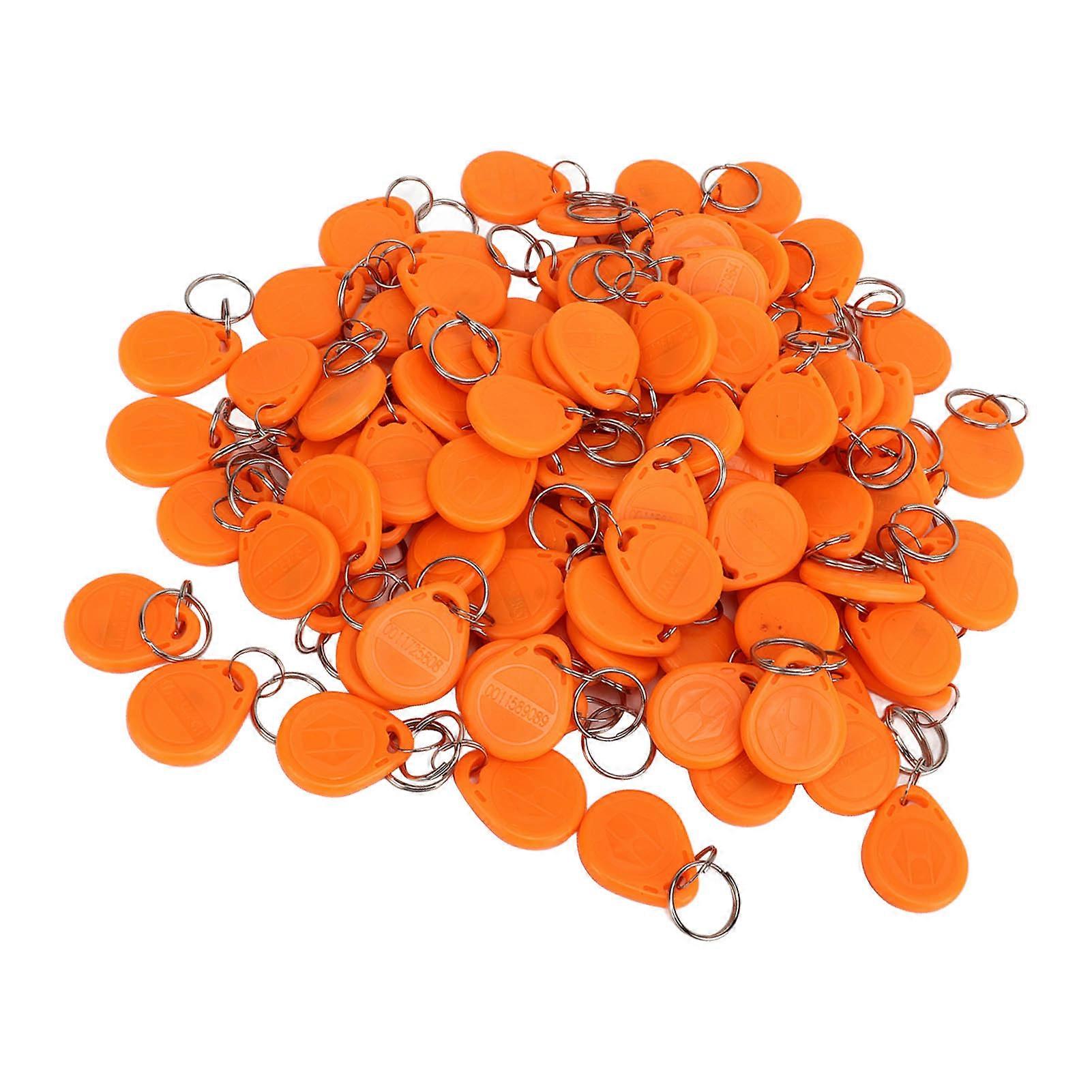 100 Pcs Door Lock Key Fobs 125KHz Read Only Smart Contactless Proximity ID Card Access Control Tag Orange 