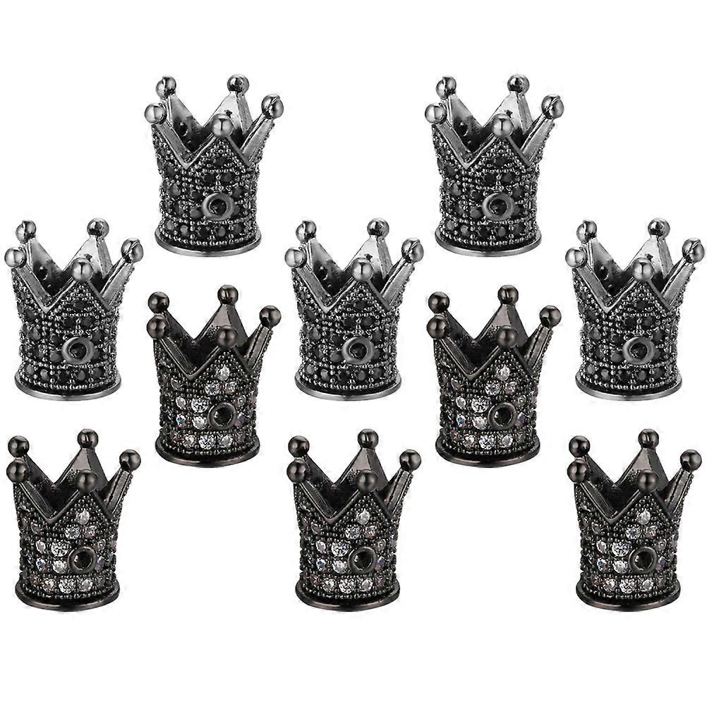 DIY Bracelets And Necklaces Using Crown Shaped Beads For Jewelry Making Great For Crafting And Gifting In Black 10Pcs
