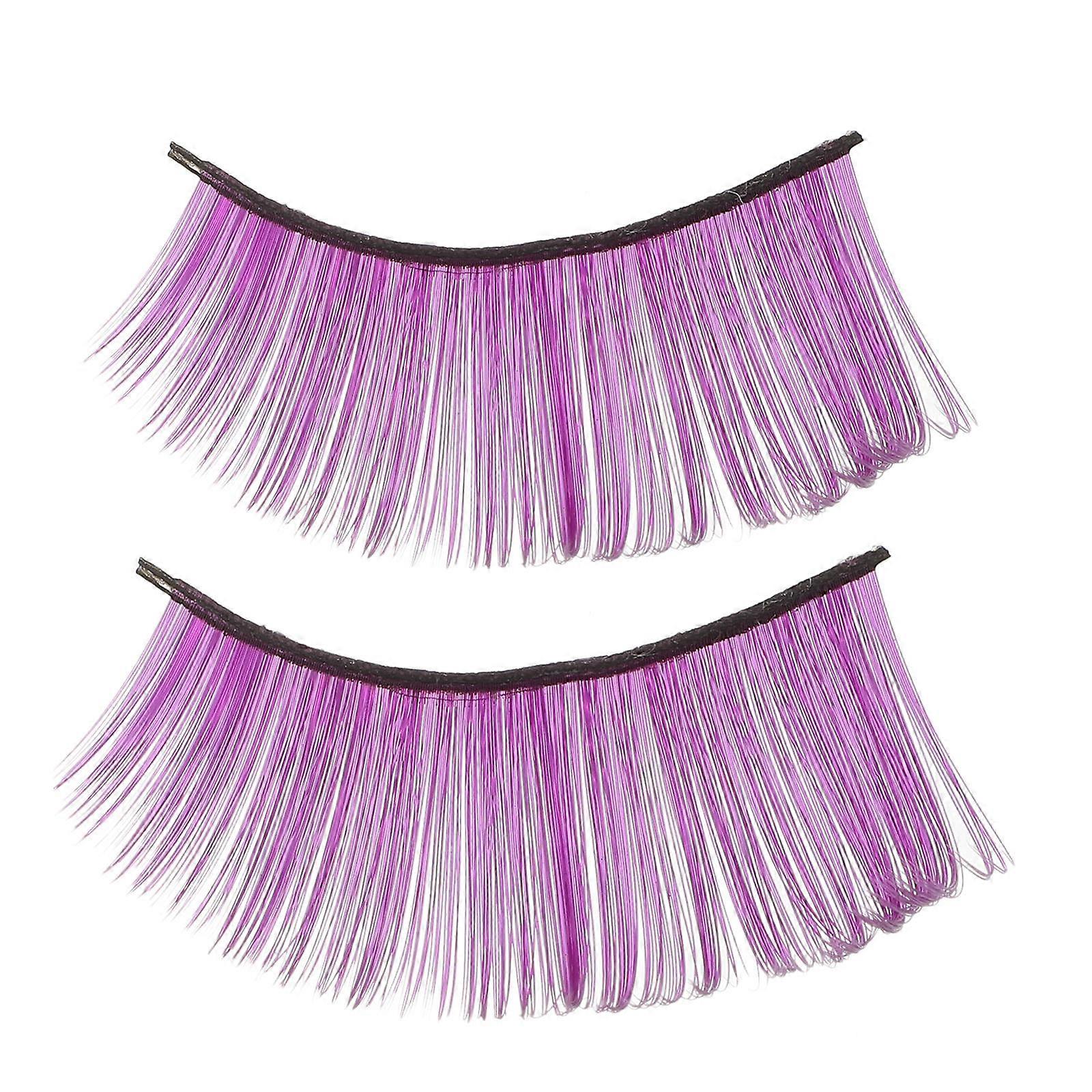 3 Pairs Purple Fake Eyelashes Shining Curly Art Eyelashes Extension for Halloween Performance Carnival