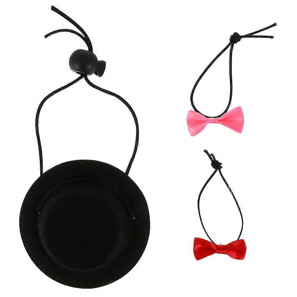 Pet Headgear Featuring Hamster Hat And Bowtie For Daily Walks Or Photographs In Assorted Color 3Pcs