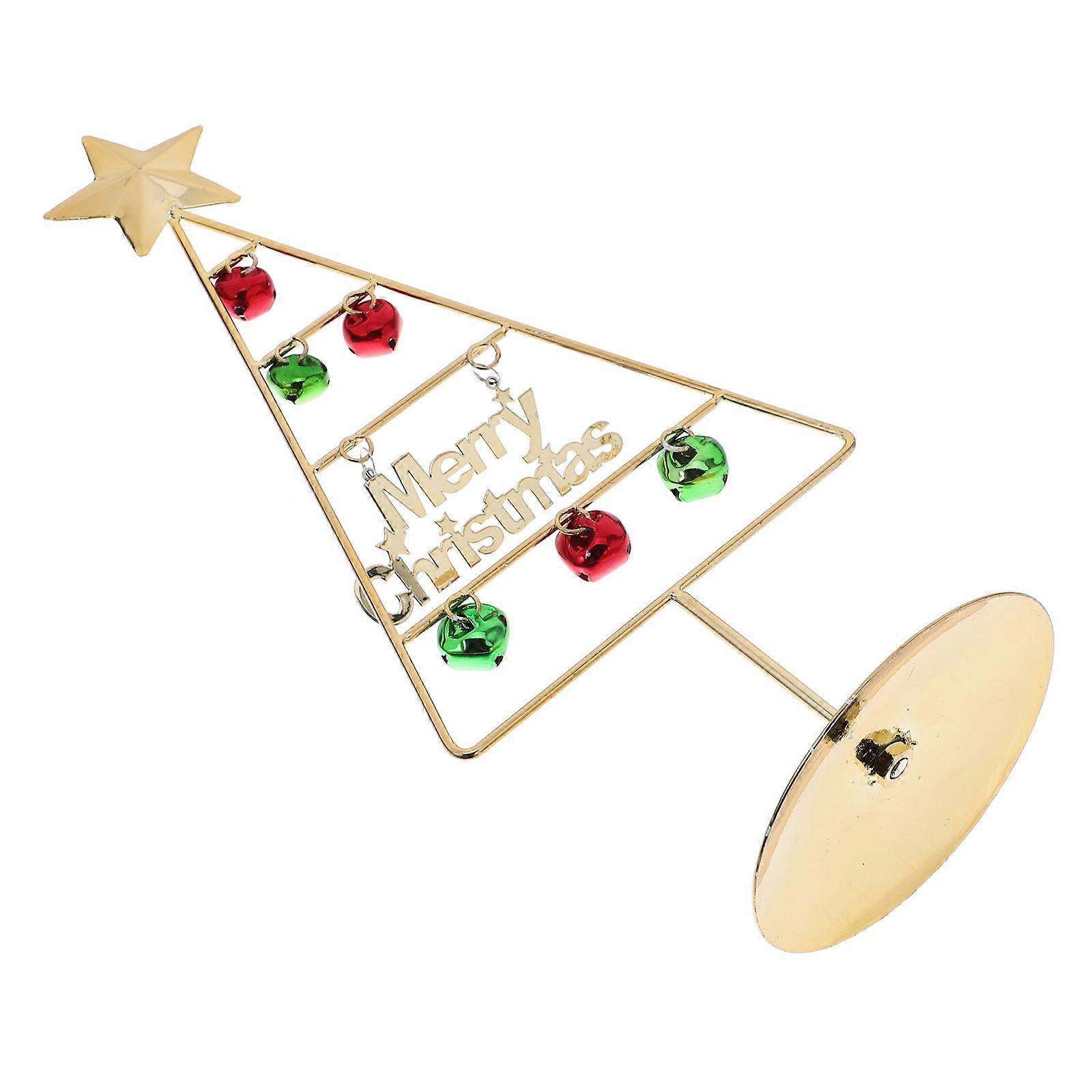Wrought Iron Christmas Tree Miniature Pine Tree Festive Centerpiece Golden 1Set