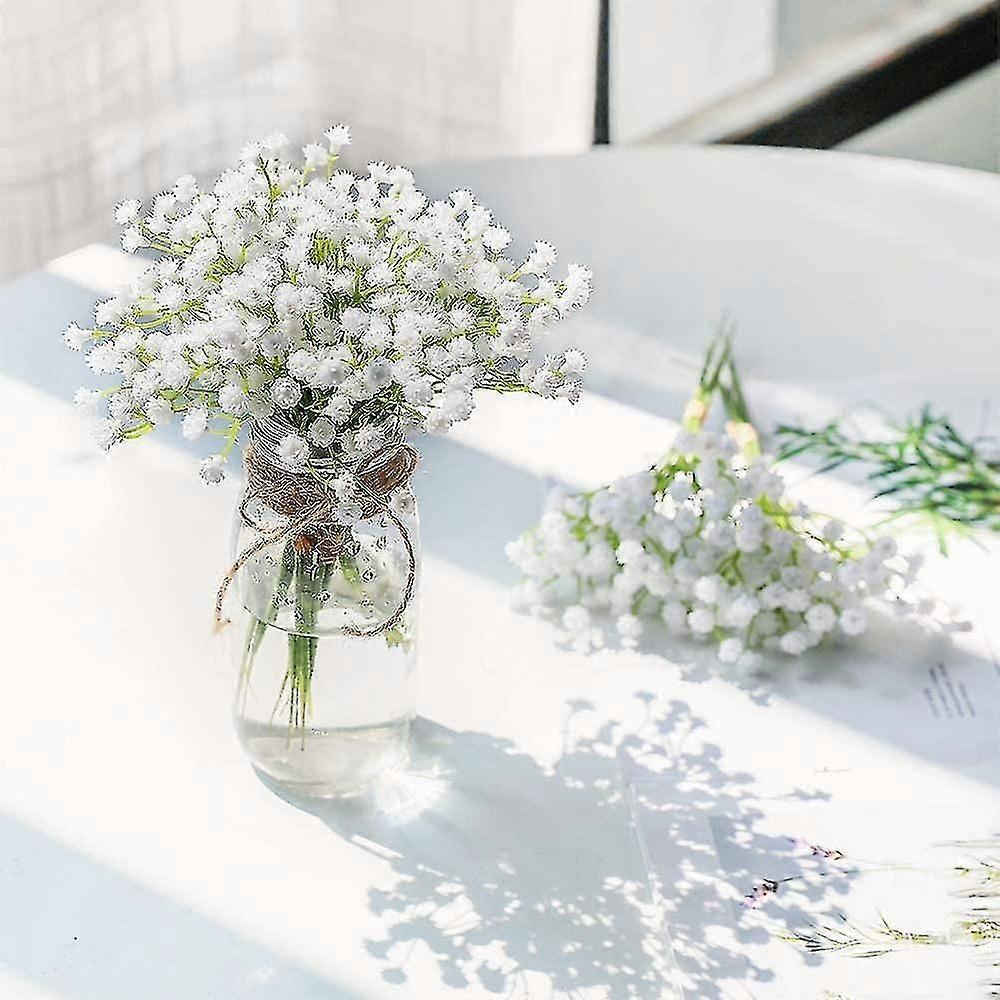 8-osainen valkoinen Gypsophila-tekokukkakimppu häihin ja kodin sisustukseen