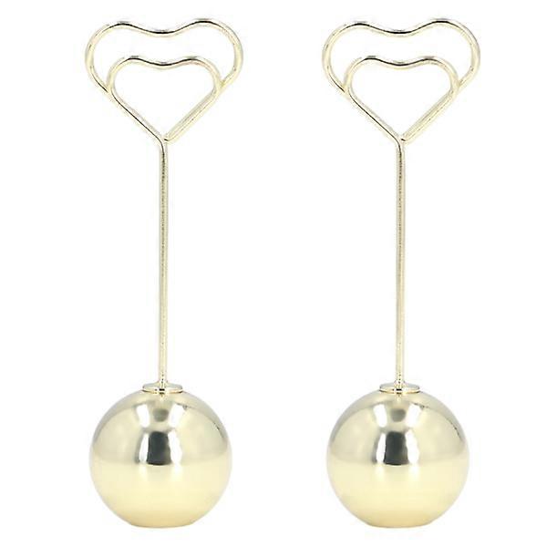 2 pcs Table Number Holder Heart-Shaped Firm Stable Premium Metal Sturdy Durable Wide Application Place Card Holder Gold