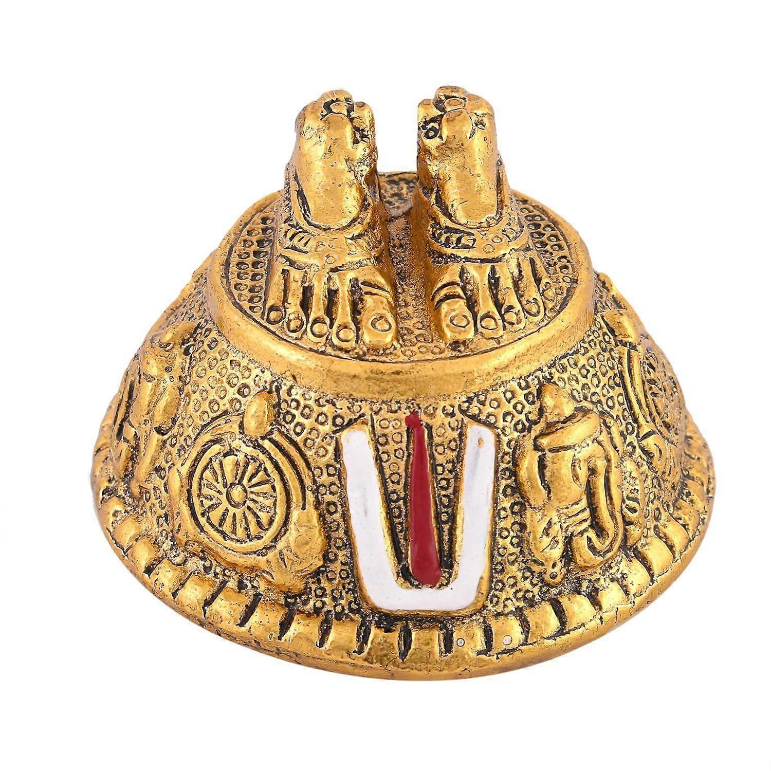 Tirupati Balaji Charan Paduka, Tirupati Balaji Sign, Kalyana Venkateswara Swamy Tirupati Balaji Padam Shankh Chakra Tilak, Aluminium Golden Finish