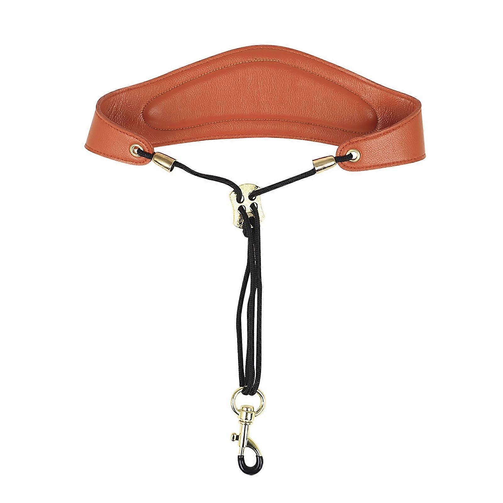Saxophone Strap Saxophone Padded Leather Strap Neck Strap Lanyard Beginner Saxophone Strap (Color: Orange, Size: One Size) One Size Orange