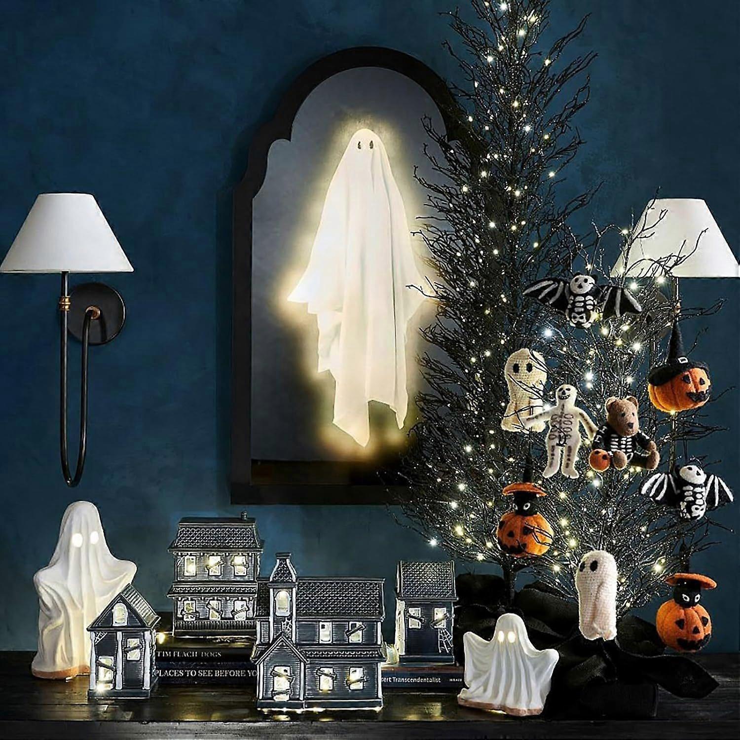 2025 Halloween Novelty Ghost Mirror, Halloween Hologram Ghosts Mirror, Spooky Scary Ghosts for Halloweens Decor Indoor, Bedroom Kitchen and Fireplace