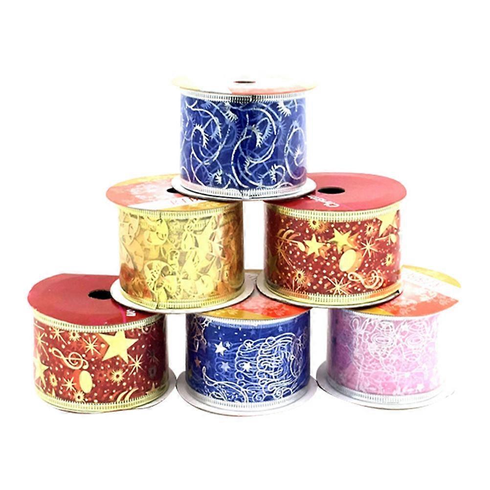 Holiday Ribbons For Crafts 6Pcs Colorful Ribbon Ideal For Christmas Trees Decor And Present Wrapping