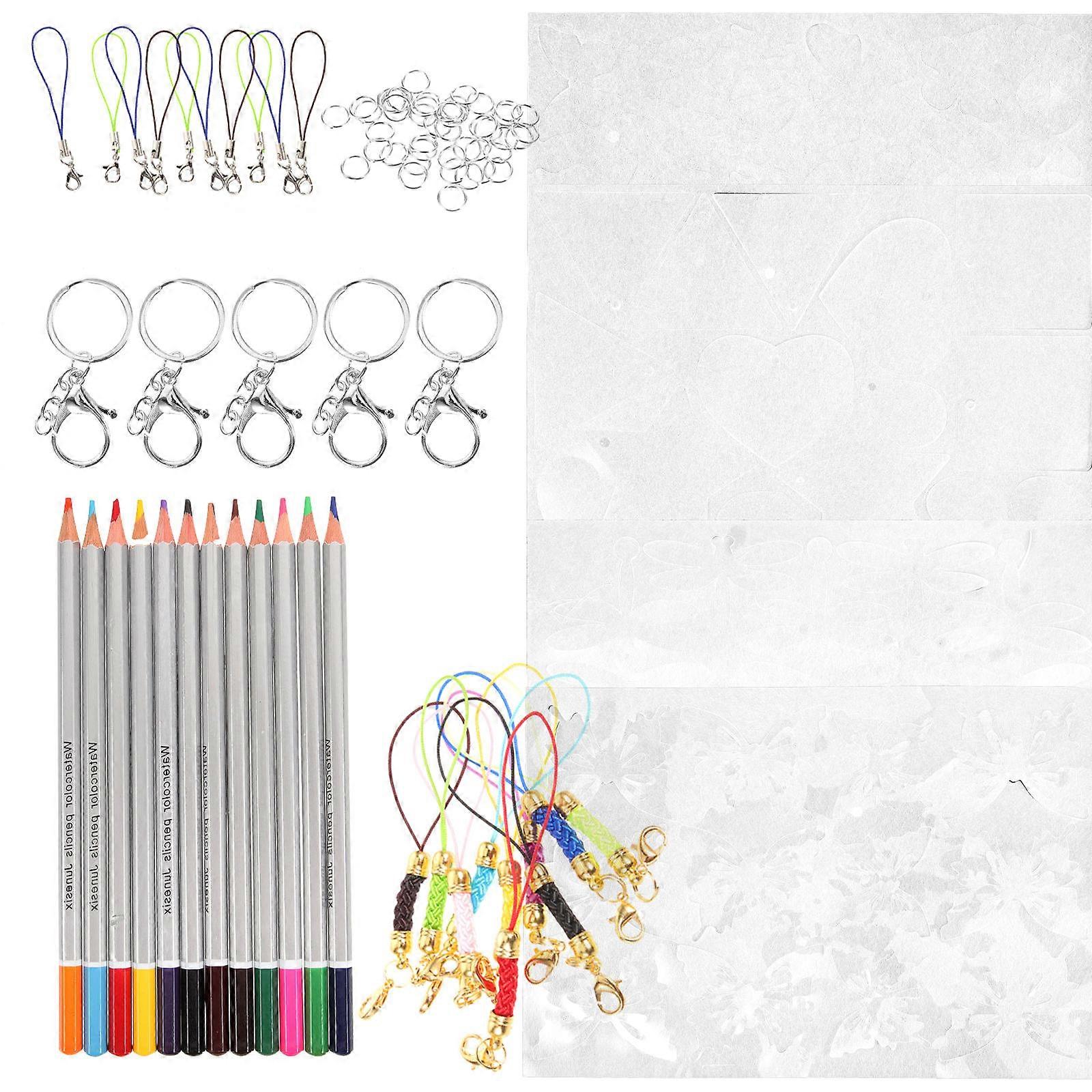 1 Set Shrink Sheet Kit for Crafting Keychains – DIY Keychain Accessories with Versatile Shrink Supplies and Durable Materials for Various Styles