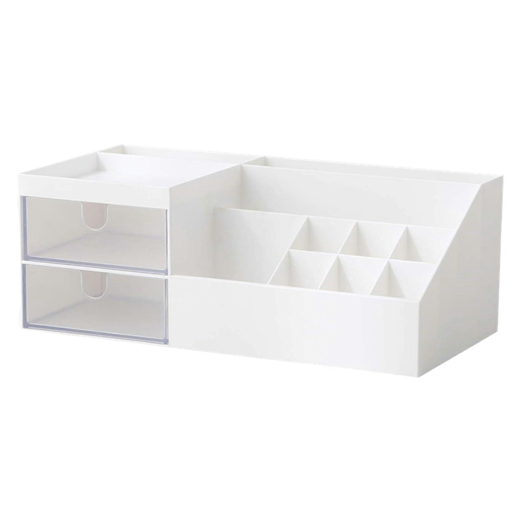 Makeup Organizer with Large Capacity, Compartments, 2 Transparent Drawers, ABS Plastic