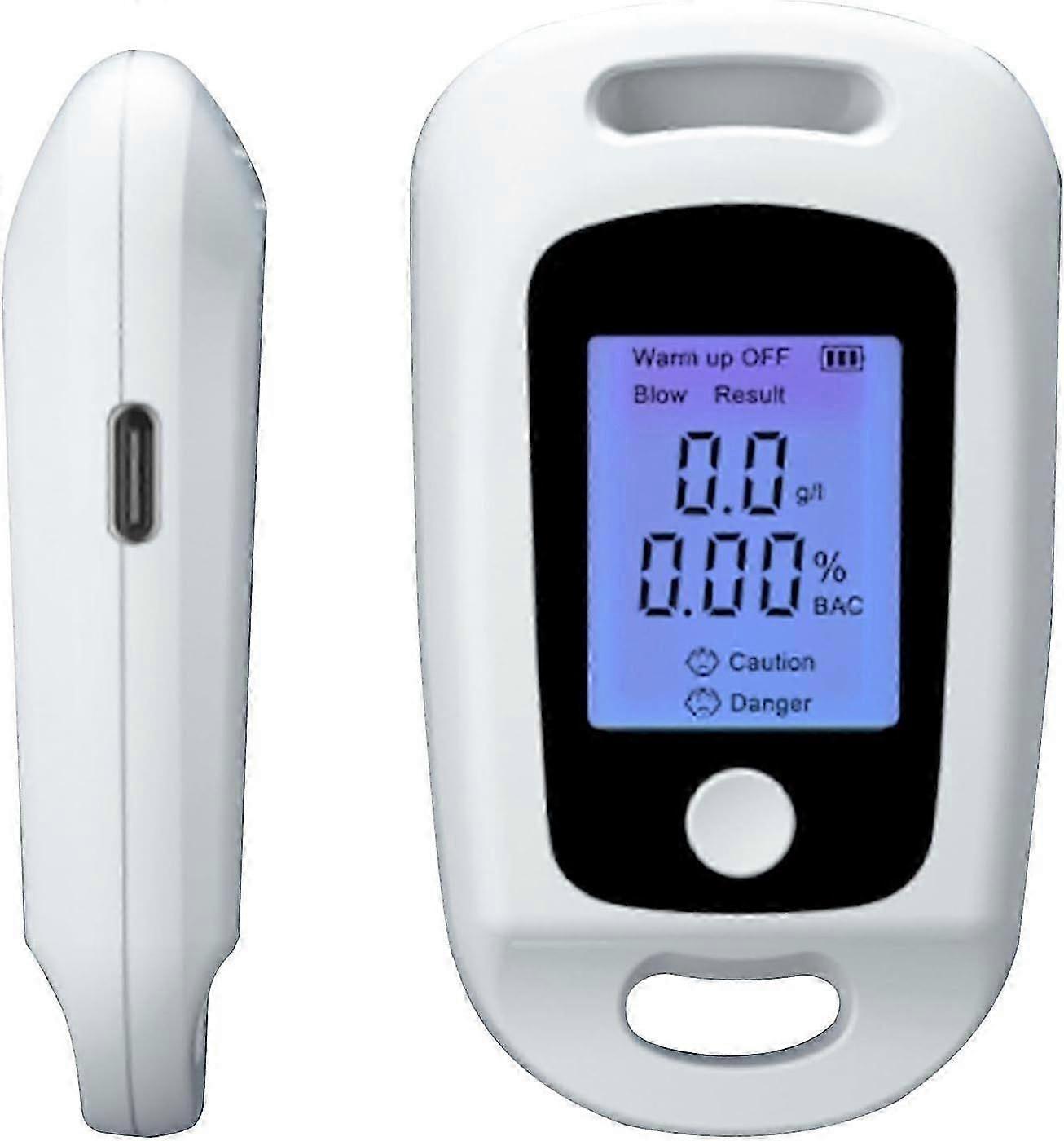 Breathalyser, Non-Contact with Digital LCD Screen, Detection Range 0.01g/L-2g/L(BAC 0.00%-0.19%) (White)
