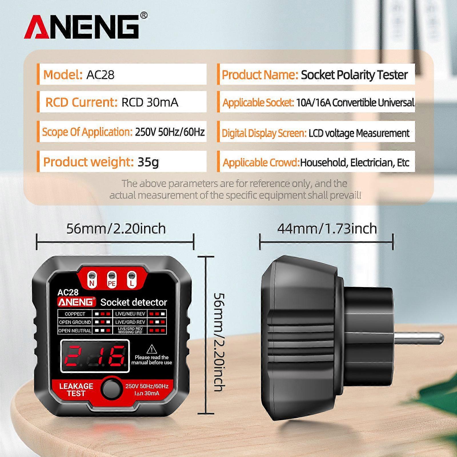 ANENG Outlet Tester Receptacle Detector with Voltage LCD Display 250V Power Socket Checker Automatic Circuit Tester Polarity Voltage Test Wall Plug El