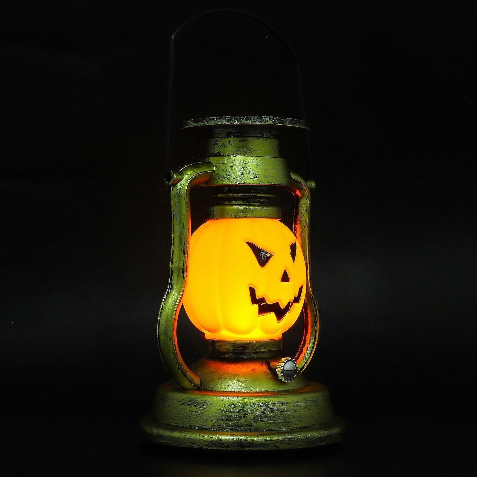 Pumpkin Solar Lamp Halloween Party Retro Handheld Lantern Durable Abs Material Ornament 1Set