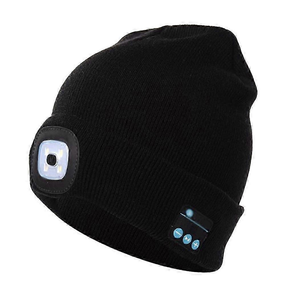 Stylish Bluetooth Beanie Hat with Warm Speaker, Mic for Hands-Free Talking in Black