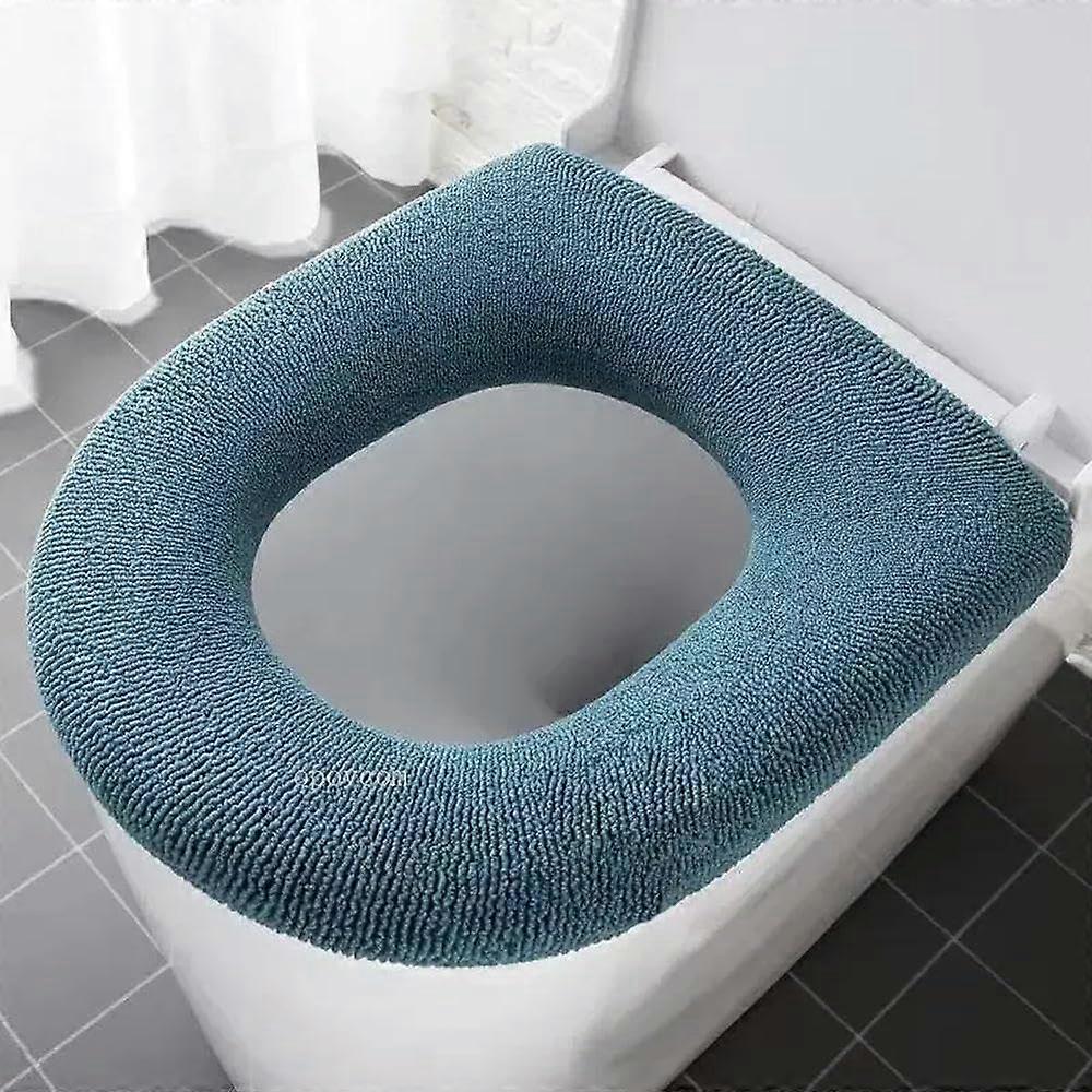 Toilet Seat Cushion Pad Soft Warm Washable Toilet Seat Cover, Closestool Mat For Bathroom, Cyan Blue